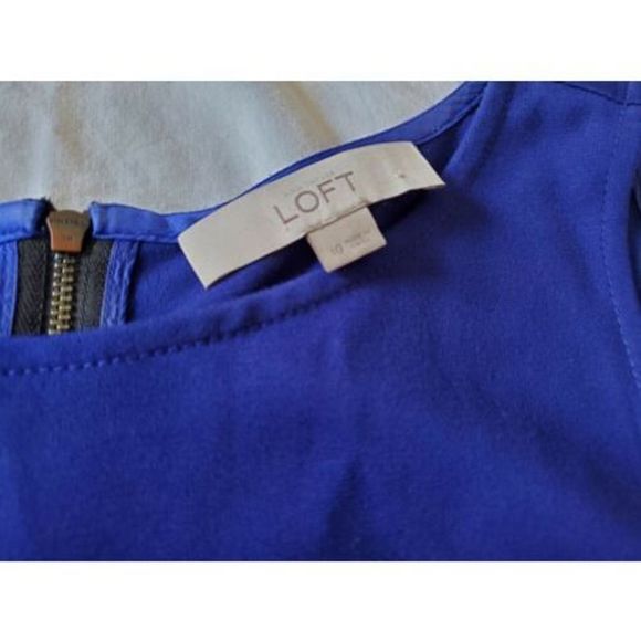 EUC Ann Taylor Loft SZ 10 Blue Black Straight Sleeveless Dress with Pockets - Picture 2 of 7